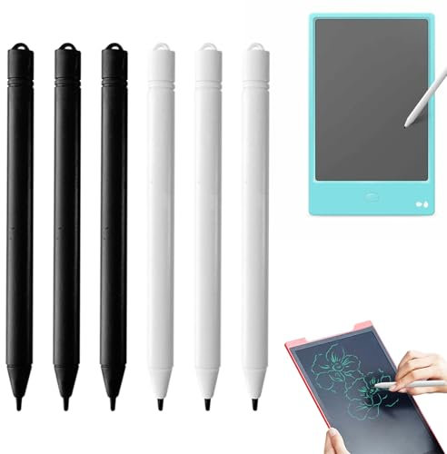 YIIWONI 6 Stück Ersatzstift Stift für LCD-Schreibtafel, Tablet Stift für LCD Maltafel, Writing Board Pens, Schreibtafel pens für LCD, Geeignet für LCD-Schreibtabletts und Zeichentabletts(Schwarz+Weiß)