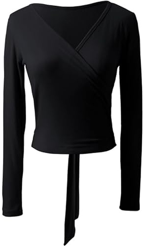 Top da Danza Abbigliamento Top da balletto for donna Giacca da balletto Top avvolgente for danza Camicia da ballo a maniche lunghe lavorata a maglia Fasciatura for allenamento Top for danza Costumi di