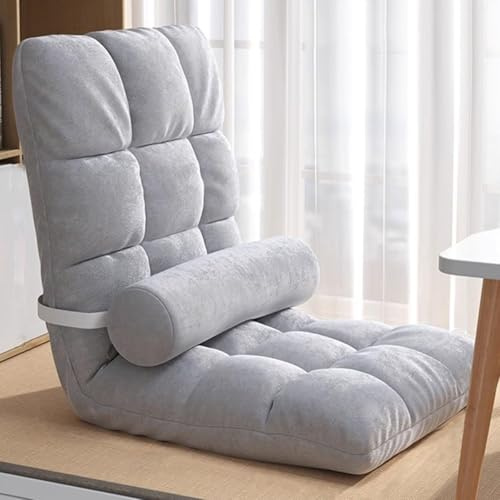 Justerbar Hopfällbar Stol Med 5 Lutningslägen Bekväma Golvstolar Soffbädd Med Kudde Enkel Vadderad Lounge-sovstol Med Lutningsfunktion För Hemmet, Kontoret Och Gaming(Grey)