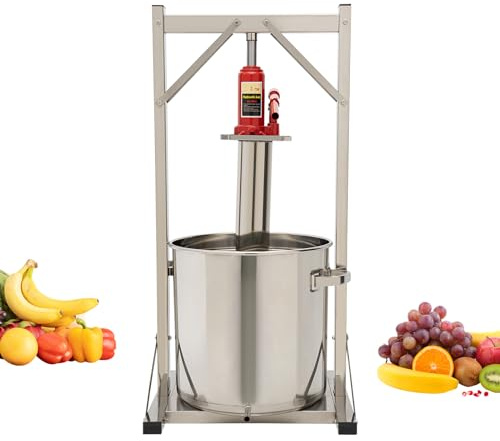 Fruktpress vinpress stål 36L rostfritt stål korg fruktpress bärpress juice frukt vinpress hydraulisk rostfritt stål press tillverkad av rostfritt 304 rostfritt stål med 3T hydraulisk lyftkraft