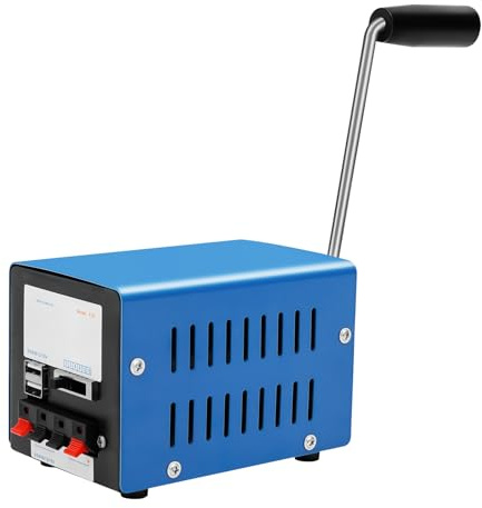 Handvevgenerator, 20 W bärbar nöddynamotor metall, USB bärbar mobil nödströmsgenerator, 12,7 x 8,6 x 8,8 cm, för nödöverlevnadsövervakning