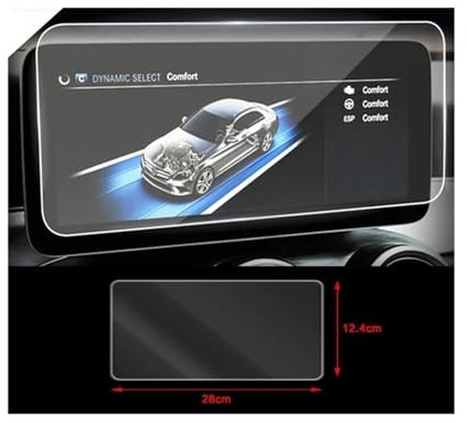 Lámina Protectora para Sistemas de navegación en Mercedes-Benz Clase C W205 (2019-2021), Pantalla del salpicadero, lámina Protectora de Cristal Templado (GPS)