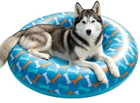 Flotteur de piscine pour chien | Lit flottant gonflable en PVC pour piscine, lacs et plages | Salon d'eau imperméable pour chien avec design flottant surélevé | Radeau de natation d'été pour chiens de
