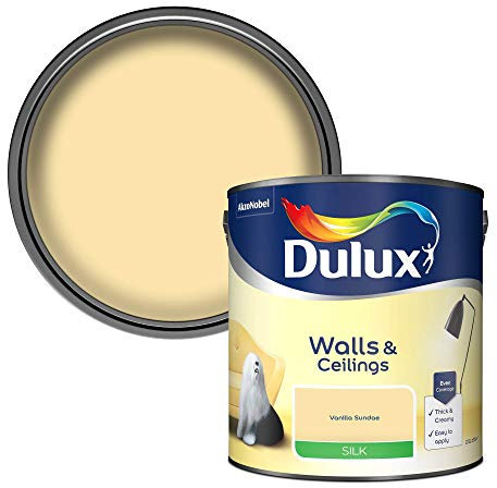 Dulux Walls & Ceilings Silk Emulsion Paint, Vanilla Sundae, 2.5 Litres
