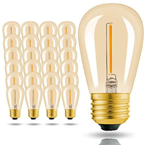Hizashi - Bombillas de filamento LED S14 de 2 W, regulables, base mediana (E26), UL-listed, Edison vintage, ideal para luces de cuerda, iluminación comercial, patio, boda, eventos
