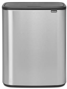 Brabantia Bo Touch Bin - 60L Inner Bucket (Matt Steel Fingerprint Proof) Large Waste Kitchen Bin - Soft-touch