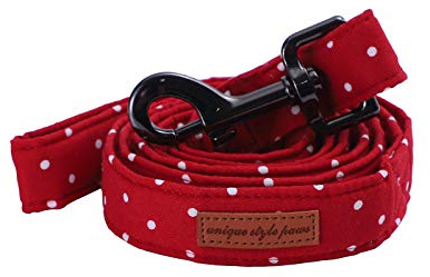 Unique style paws Handgemachte haltbare Hundeleine Weiche Bequeme Griffleine für Hund 3 Größe 11 Muster Roter Punkt