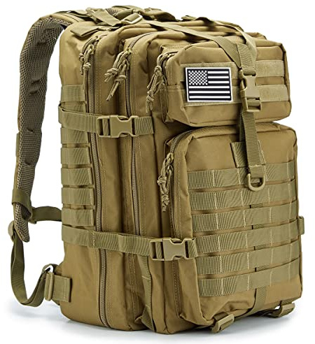 QT&QY Sac à dos tactique militaire 45L pour hommes, camping, randonnée, trekking, sac à dos de survie MOLLE, sac d'assaut 3 jours