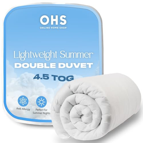 Brentfords Summer Quilts Duvet, Soft Double Duvet 4.5 Tog Anti Allergy Home Comfort Bedding Hotel Quality Quilt Breathable Lightweight Cooler Duvets Non Allergenic Fibre Double Bed, White