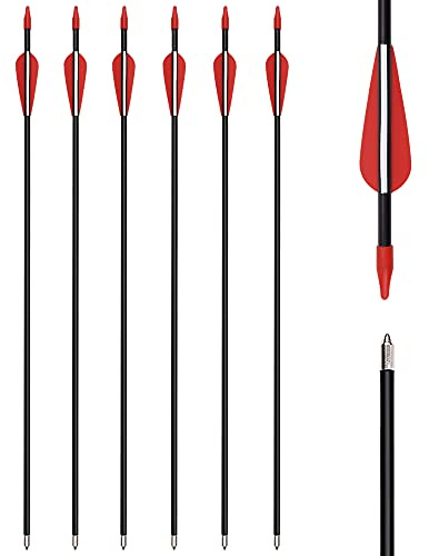 Paquete de 6 Flechas de Fibra de Vidrio para Tiro con Arco, Flechas para niños de 32 Pulgadas, Flechas de Caza para Arcos recurvos, Flechas de Juego para niños, Tiro al Blanco al Aire Libre