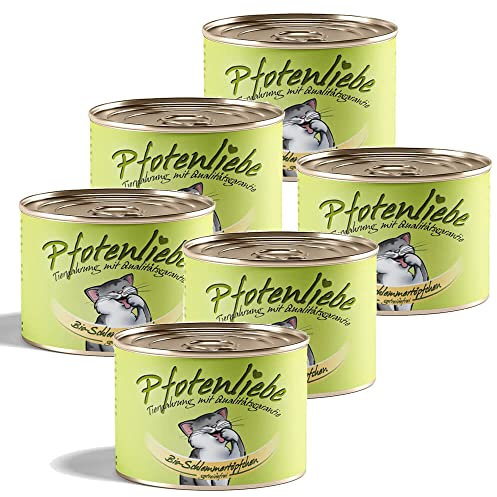Pfotenliebe Bio-Katzenfutter, Bio-Schlemmertöpfchen, getreidefrei, natürlich ohne Chemie und mit Qualitätsgarantie, 6X 200g (Dose)