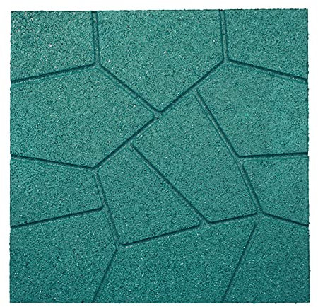 RevTime 6 pcs Dual-Side Garden Rubber Paver 16x16 for Patio Paver, Step Stone and Walk Way, Safety Rubber Tile, Green