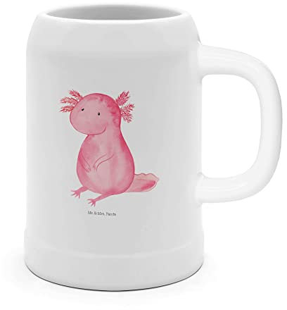 Mr. & Mrs. Panda Bierkrug Axolotl null - Geschenk, 0, 5 l, Bierkrüge, Bierkrug Steingut, vergnügt, Molch, Steinkrüge, Weisheit