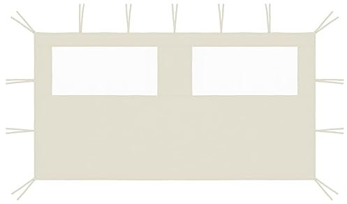 Homgoday Pavillon-Seitenwand mit Fenstern Partyzeltwand Seitenteil mit Fenster für Pavillon Gartenpavillon 4x2 m Creme