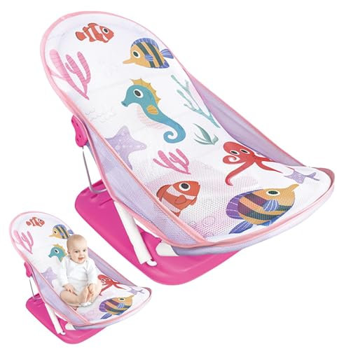 Asiento de baño – Bañera para ahorrar espacio, práctico asiento de baño | Asiento de ducha plegable para niños con 3 posiciones reclinables ajustables, asiento de soporte para bañera