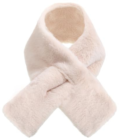 Coume Kids Scarf for Girls Boy Rainbow Toddler Winter Scarf Neck Warmer Gradient Cross Tie Fluffy Collar for Valentines Gifts(Beige)