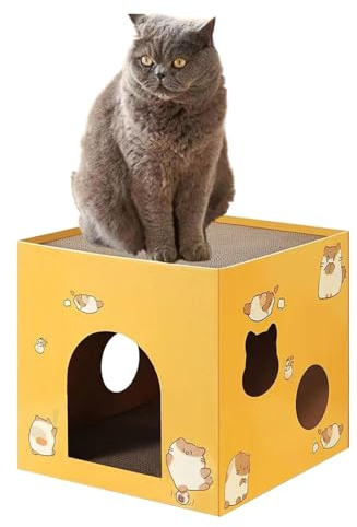 Gratta per Gatti - Casa per Gatti in Cartone con Artigli | Albero Per Gatto Interiore, Casa di Cartone, Giocattolo Affilatrice per Artigli Di Gatto Reversibile per Rilassarsi, Dormire E Giocare