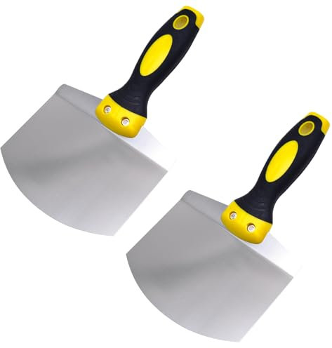 2 Piezas Espátulas Masilla Espátulas de Acero Inoxidable Espatulas Pladur Espatulas Pintura con Mango Llana para Alisar Paredes para Masilla Papel Tapiz Cuchillos de Masilla Raspadores de Papel Tapiz