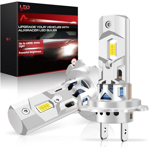 AUXIRACER H7 LED Bombillas, 35000LM 6500K Blanco frío 120W, H7 LED Lámpara Faros de coche y Moto con Ventilador de Refrigeración, 1:1 Mini Tamaño, 2 Piezas