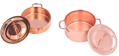 RIZGHWOY Juego de Cacerolas para Casa de Muñecas 1:12 de 2 Piezas, Olla de Cocina en Miniatura de Aleación Simulada, Modelo de Accesorios de Cocina, para Niños, Juguete de Juego de rol