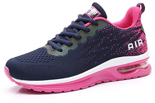 AFFINEST Damen Laufschuhe Sportschuhe Air Atmungsaktiv Turnschuhe rutschfest Leichte Schuhe Stoßfest Outdoor Mesh Sneaker Blau rosa 42