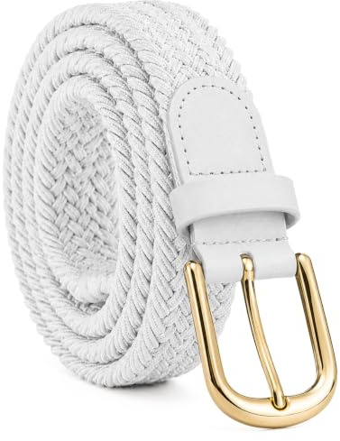 Streeze ceinture élastique pour femmes. 5 tailles. Extensible et tressée. 25 mm de largeur avec boucle en or de tailles XS-XL