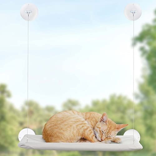 MALTENA Katzen Hängematte in trendigem Grau - Leichte Montage - Starker Halt - Die Bequeme Fensterliege für Katzen - Katzen Hängematten für Fenster
