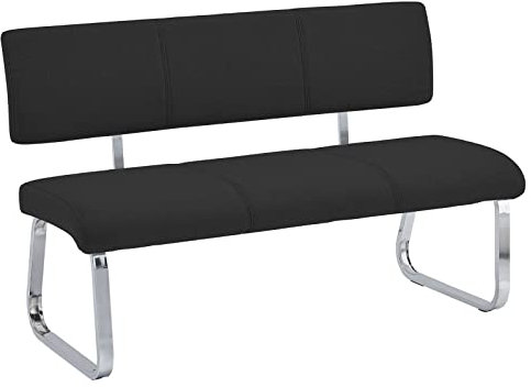 IDIMEX Esszimmerbank Vilas für 3 Personen mit Stoffbezug, schwarz - verchromtes Metallgestell, Sitzbank für Esszimmer mit Rückenlehne komfortabel gepolstert, Essbank für Küche