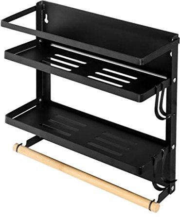 Redwestmelon Foldable Magnetic Spice Rack Fridge Storage Organiser Refrigerator Side Rack Multifunctional Kitchen Shelf (2 Tier)