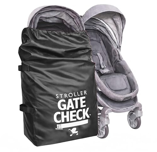 J.L. Childress Gate Check Bag per passeggini standard e doppi, borsa da viaggio per passeggino, nera, Nero, Compatto