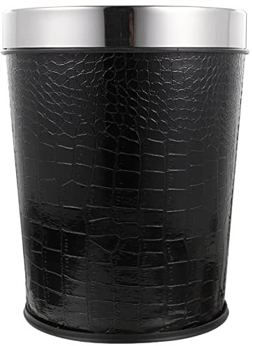 Operitacx Pattumiera In Pelle Vintage Cestino Della Rifiuti Retrò Contenitore Per La Rifiuti Può Cestino Della Carta Per La Casa Il Bagno L'ufficio Cucina Nero 5L