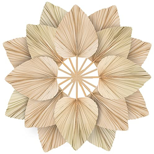 Chenkaiyang 10 Large Bulk Boho Dried Palm Leaves, Fans with Stem, Natural Tropical Palm Flowers, Wedding Vase Decor