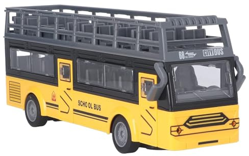 Alomejor Bus à Deux étages télécommandé, Détails Fins 4 Canaux RC Bus Ouverture Sûre des Portes pour Les Jouets (Autobus Scolaire QH204 7)
