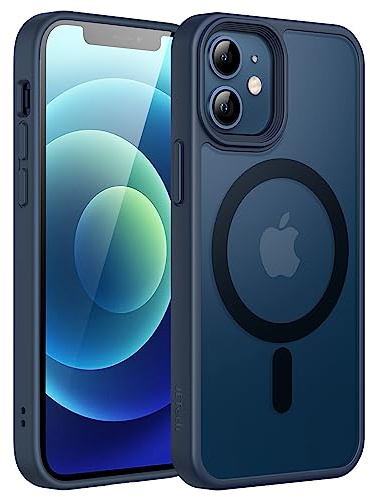 JETech Magnetic Case for iPhone 12 mini 5.4-Inch Compatible with MagSafe, Translucent Matte Back Slim Shockproof Phone Cover (Storm Blue)