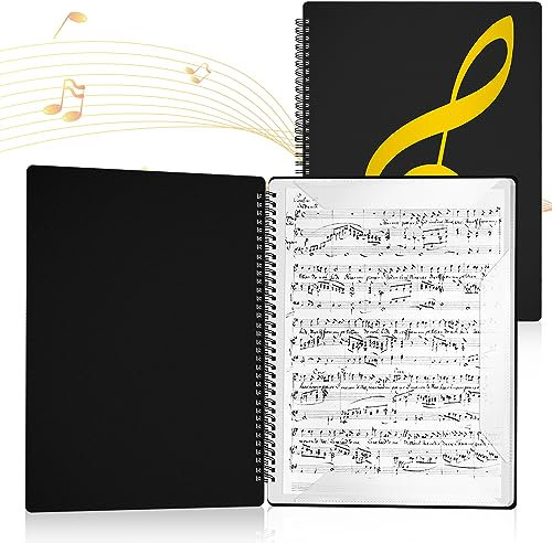 A4 Notenmappem, Music Sheet Chormappe 40 Seiten Notenordner, Wasserdicht Kunststoff Music Folder Notenmappe für Notenblätter für Notenblätter Klavier Gitarre Violine (Schwarz)