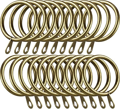 Metal Curtain Ring 40mm Antique Brass Curtain Pole Rings Sliding Eyelet Rings Hanging Rings for Curtains and Rods Curtain Eyelet Rings Pack of 24.