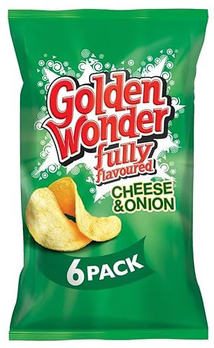 Generic Golden Wonder Cheese & Onion Crisps 6X25g | Suitable for vegetarians | No artificial preservatives or colours | Premium product