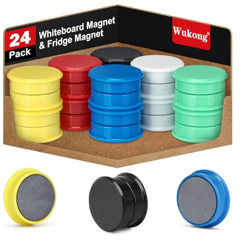 Wukong 24 Stück Magnete für Magnettafel Stark, 6 Farben Fridge Magnete Kleine Magnet für Whiteboard Schule, Seminare, Kühlschrankmagnet Schließfächer und Foto