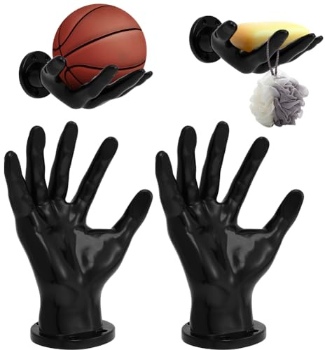 Piashow 2 supporti da parete a forma di mano, scultura creativa, scaffali e ganci da parete fatti a mano, decorazione per interni, display da basket