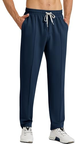 Gaiatiger Mens Joggers Tracksuit Bottoms Jogging Trousers with Pockets Drawstring Casual Sport Sweatpants for Running Gym Workout（9530-Navy-L）