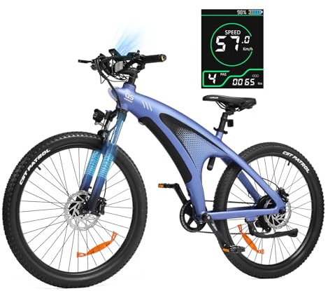 HX Q5 Shark Bicicleta Eléctrica Adulto de Montaña, 27.5 Bicicleta Eléctrica Urbana, Motor 85 NM,13-20 Ah, Autonomía 40-220 km, Suspensión Ajustable y Frenos de Disco Hidráulicos Ebike