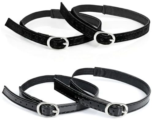 KALIONE Shoe Straps for Heels, 2 Pair Anti-Loose Shoe Strap Adjustable PU Leather Shoes Belt Band Detachable Ankle Straps Replacement for Women Girls Holding Loose High Heels, Black