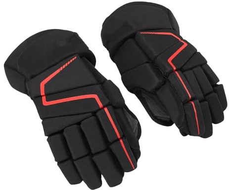 HERCHR Guantes de Hockey Deportivo para jóvenes y Adultos, Guantes de Hockey Callejero y sobre Hielo de 9 a 14 Pulgadas, de Nailon, Espuma EVA, Protectores, Transpirables, para Hockey (11inch)