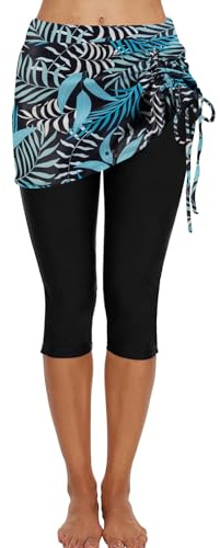 Ecupper Maillot de Bain pour Femme Sport Short Séchage Rapide avec Jupe à Volantée Short de Bain