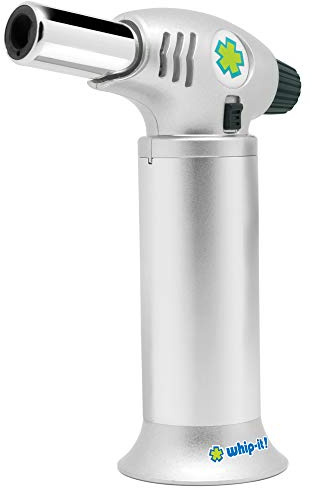 Whip-It! Ion Torch - All Silver. Butane Torch Lighter, Refillable Cooking Torch with Adjustable Flame, Safety Lock for Soldering, Kitchen, Welding