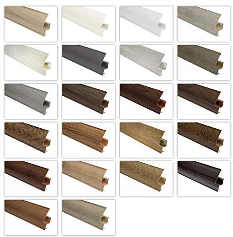 LEMAL Sockelleisten und Zubehör - PVC Fußleisten 65x23mm mit Kabelkanal - (1 Außenecke, 8605 Holzoptik Nussbaum hell) Kabel Sockelleistenkanal