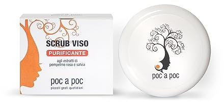 POC A POC Scrub Viso Purificante Esfoliante. Made In Italy. Agli estratti di Pompelmo Rosa e Salvia, noci di nocciola e mandorle tritati finemente per ottenere l'effetto scrub. Formato 100ml