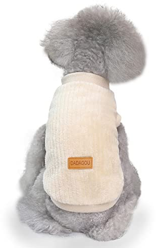 YAODHAOD Hundepullover, Hundekleidung, Plüsch, weich, dick, warm, für Winter, Hunde, Katzen, Aprikose (weiß, 2XL)