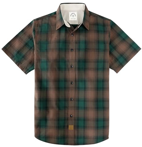 Dubinik® Camisas Manga Corta Hombre Algodón a Cuadros Casual con Bolsillos | 100% Algodón, Cómodo Y Transpirable, Suave Y Ligero, Corte Regular, Estilo Vintage, Ideal Para El Uso Diario, Fácil De Cuidar