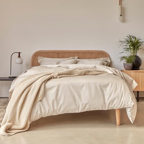 Christy 400TC Double Duvet Cover Set | Linen Colour | 100% Cotton | Silky Smooth and Soft Bed Linen | Luxury 400 Thread Count Double Quilt Cover Set